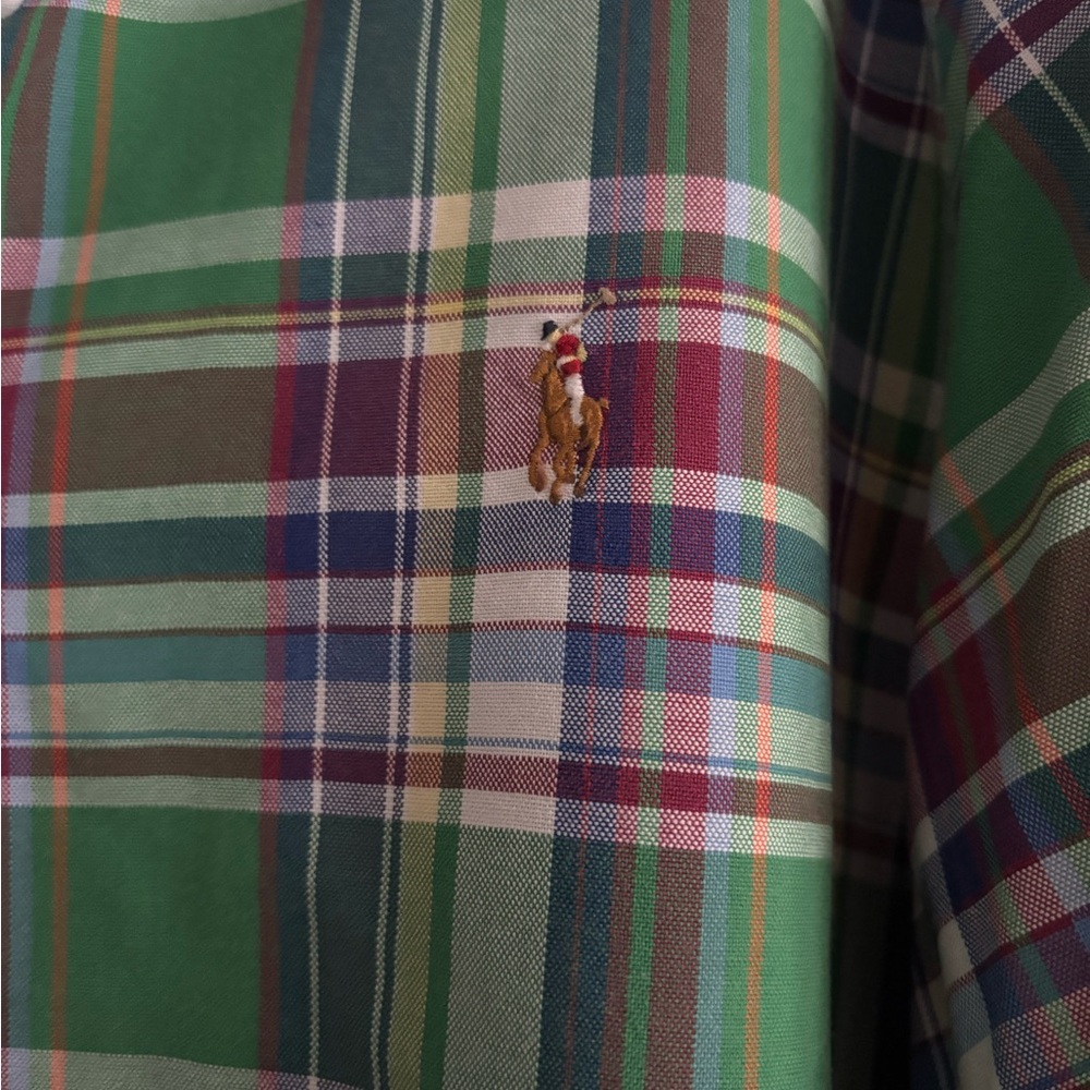 RALPH LAUREN Oxford Plaid Long Sleeve Button Up Shirt Mens XL Preppy Casual - Picture 3 of 7